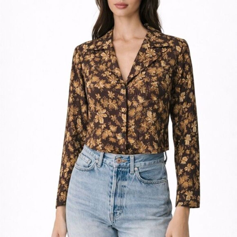 DOEN Sheila Button‎ Down Top Women’s Small Fern Grove Floral Cotton Boho